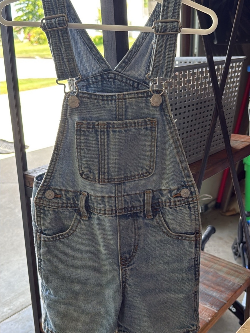 Old Navy Denim Overall Shorts in Light Blue
